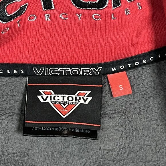 Victory Motorcycle Sweatshirt Mens S Gray Riding Zip Up Mock Neck Jacket - Picture 6 of 13